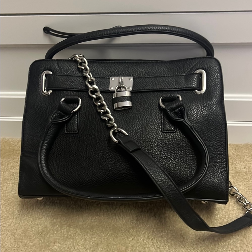 Altar'd State Black Satchel with Silver Hardware and Flap Closure